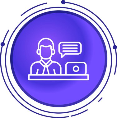 Sohbet simgesi ve vektör illüstrasyonlu bilgisayar