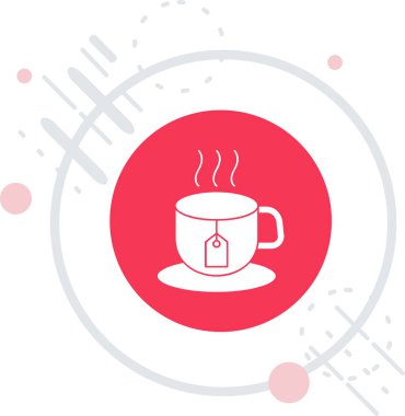 Çizgi kahve fincanı simgesi beyaz arkaplanda izole edilmiş. Çay fincanı. Sıcak içecek kahvesi. Renkli taslak konsepti. Vektör.