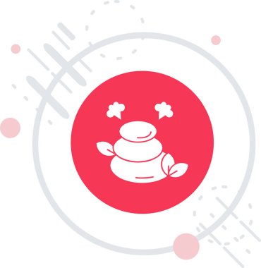 Kırmızı çizgi Çin Yeni Yıl şapkası ve yemek çubukları ikonu beyaz arka planda izole edilmiş. Soyut ana hatlı çember noktaları. vektör illüstrasyonu