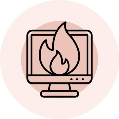 dizüstü bilgisayar ateş ikonu. vektör illüstrasyonu