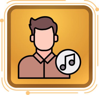 bir küre ve bir not simgesi ile müzik çalar, basit vektör illüstrasyonu