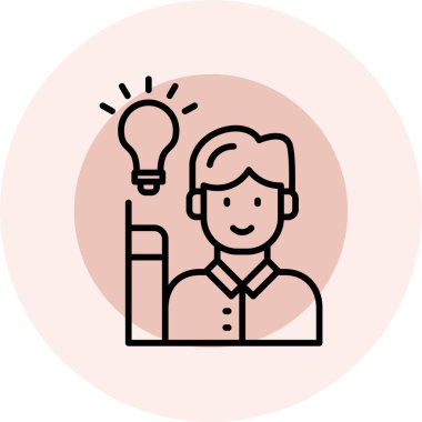 İnsan kafası ve ampul fikri, vektör illüstrasyonu