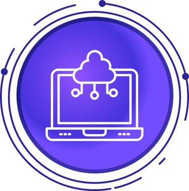 çizgi dizüstü bilgisayar ve bulut hesaplama simgesi beyaz arkaplanda izole edildi. veri teknolojisi ve bulut ağı konsepti. Renkli taslak konsepti. vektör