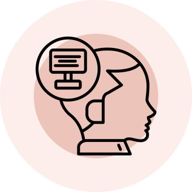 baş beyin simgesi, çizgi simgesi, vektör