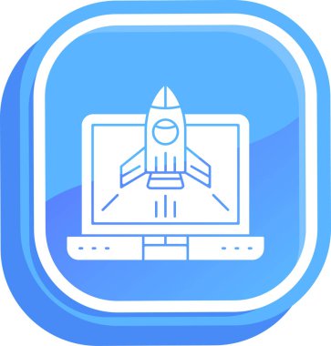 Başlangıçta doldurulmuş roket fırlatma konsepti simgesi beyaz arkaplanda izole edildi. Uzay fırlatmalı roket. vektör.