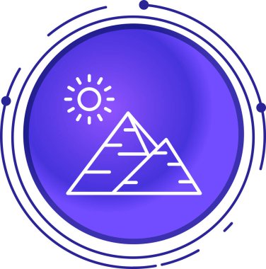 Mavi çizgi güneşi ve bulut simgesi beyaz arkaplanda izole edilmiş. Mavi daire düğmesi. vektör illüstrasyonu