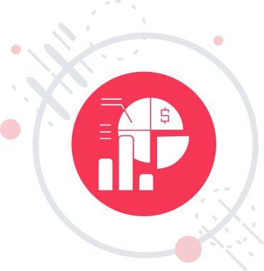 Beyaz arka planda izole edilmiş beyaz çizgi para ve pound sembolü simgesi. Bankacılık para birimi işareti. Para sembolü. Kırmızı daire düğmesi. vektör illüstrasyonu