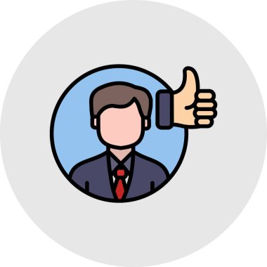 Tamam işareti olan bir iş adamı. Düz simge. Basit bir çizim. vektör illüstrasyonu.