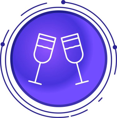 Şampanya cam ikonu, basit tasarım illüstrasyonu