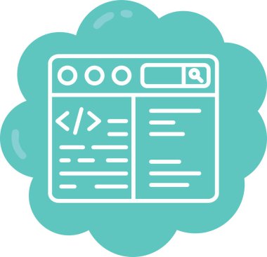 Bulut Hesaplama. Web simgesi basit illüstrasyon