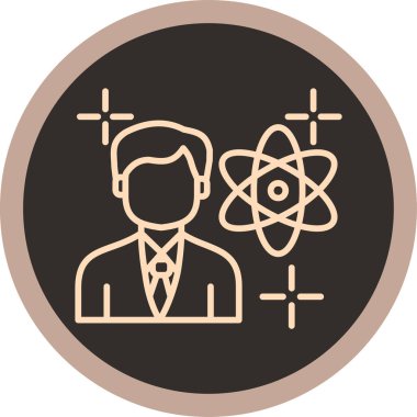 Küresi ve molekülü olan bir adamın vektör simgesi