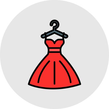 Düz tasarım gelinlik ikonu. Vektör çizimi. Gelinlik vektör çizimi. Gelinlik konsepti.