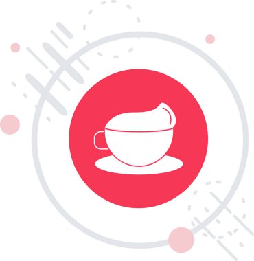 Beyaz zemin üzerinde yaprak simgesi olan kırmızı çay fincanı. vektör illüstrasyonu