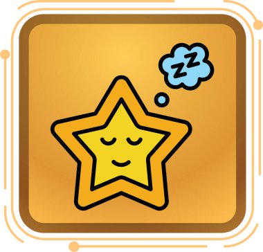 Sarı bir çerçeve üzerinde uyuyan yıldızlar, vektör, illüstrasyon