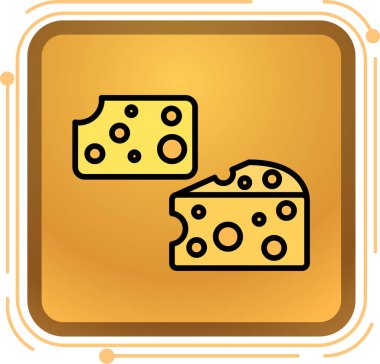 Peynir ikonları. Beyaz arkaplanda izole edilmiş peynir işaretinin vektör çizimi.