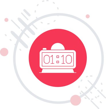 Beyaz kronometre simgesi beyaz arkaplanda izole edildi. Zaman göstergesi. Kırmızı daire düğmesi. vektör illüstrasyonu