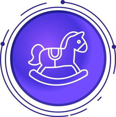 Beyaz arka planda izole edilmiş bir daire simgesi olan siyah çizgi atı. Hayvan sembolü. vektör cinsinden çember çizimi