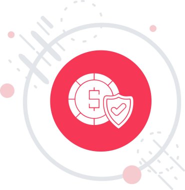 Kalp sembolü olan beyaz çizgi aşkı uzun gölgeli izole edilmiş. Düğün ve tebrik kartı için sevgililer günü kartı. Kırmızı daire düğmesi. vektör