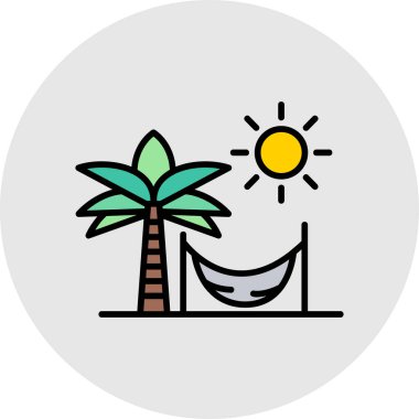 güneş ve ağaç vektör simgesi