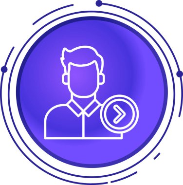 Beyaz arka planda beyaz çizgili maskeli adam izole edilmiş. Çember düğmesi. vektör.