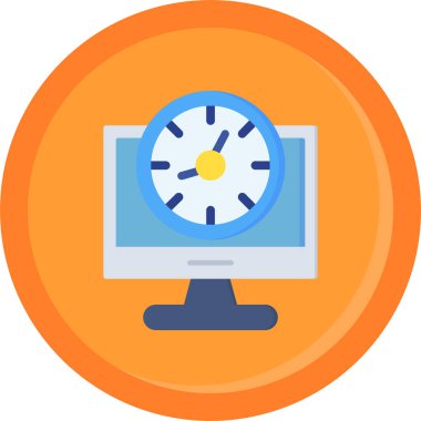 bilgisayar saati web simgesi düz biçimli