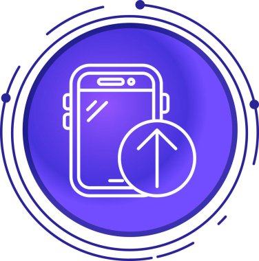 Beyaz arkaplanda akıllı arama simgesi olan beyaz akıllı telefon. Soyut daire düğmesi. vektör illüstrasyonu