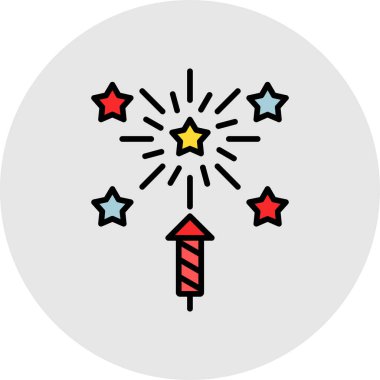 Havai fişekler. Web simgesi basit illüstrasyon