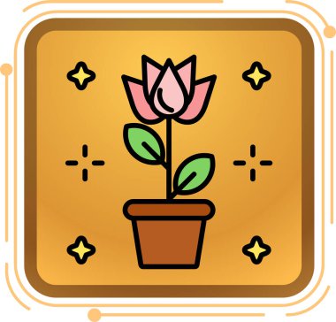 çiçek bitkisi simgesi, vektör illüstrasyonu