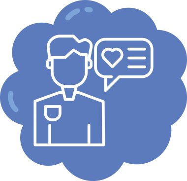 Kalp ikonu vektör illüstrasyon tasarımlı adam