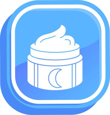 Moda tasarım tarzında krema ikonu mavi arkaplanda izole