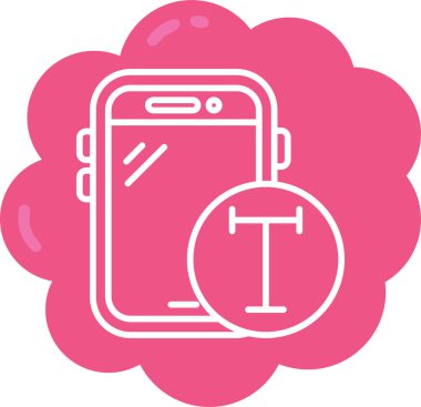 Pembe kurdeleli ve kahve çantalı akıllı bir telefonun vektör çizimi