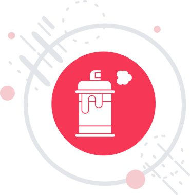 Gri çizgi gaz kutusu simgesi beyaz arkaplanda izole edildi. Gaz tabelası. Kırmızı altıgen düğmesi. vektör illüstrasyonu