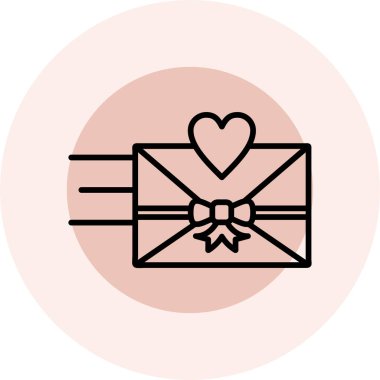 Kalp ikonlu hediye kutusu, vektör illüstrasyonu