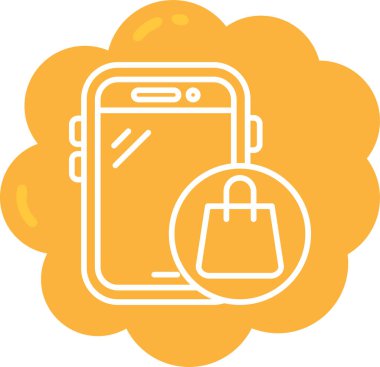 çanta alışveriş mobil simgesi ana hat biçiminde