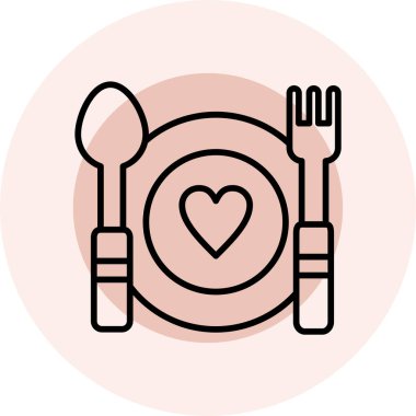 çatal ve bıçak ve kalp simgesi