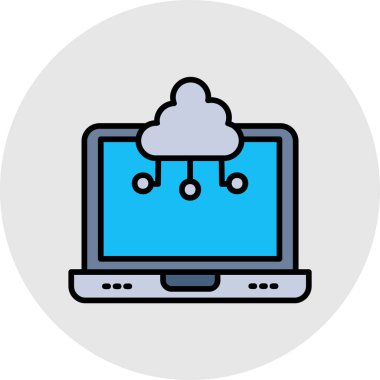 bulut hesaplama vektör çizgisi simgesi