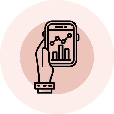 Grafik ikonlu akıllı telefon. vektör illüstrasyonu