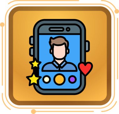 bir kalp ikonu vektör illüstrasyonlu akıllı telefon