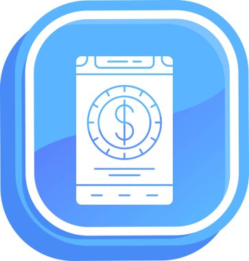 Moda düz biçimli cep telefonu para simgesi beyaz arkaplanda izole