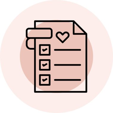 Kalbi olan bir belge simgesinin vektör illüstrasyonu