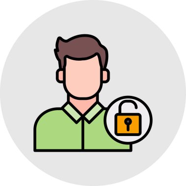 Kilit ve anahtar simgesi olan adam, vektör tasarımı