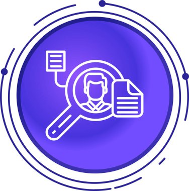 Beyaz arka planda izole edilmiş büyüteç ikonu olan çizgi insan kafası. İnsan zekası. Renkli taslak konsepti. vektör