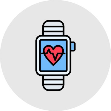 Kalp ikonu vektör illüstrasyonlu kalp saati