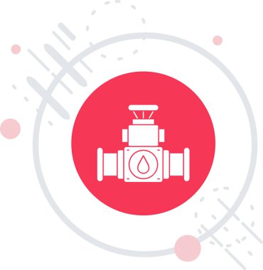 Su ikonuna sahip beyaz çizgi yağ pompası uzun gölge arkaplan izole. Kırmızı daire düğmesi. vektör illüstrasyonu