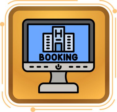 İnternet ikonu rezervasyon ediliyor. düz renk tasarımı