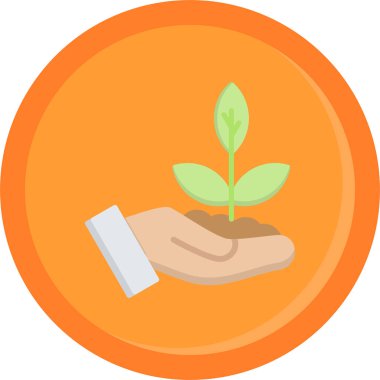 Elinde bir bitkiyle.