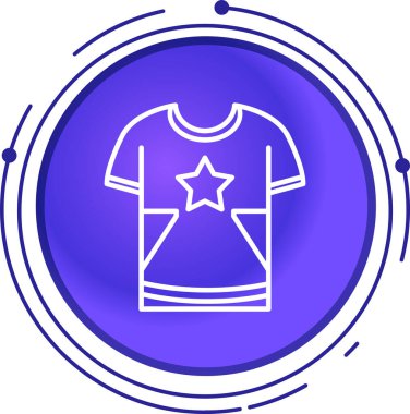 Beyaz arkaplanda yıldız simgesi olan beyaz tişört. Mavi tişört. vektör.