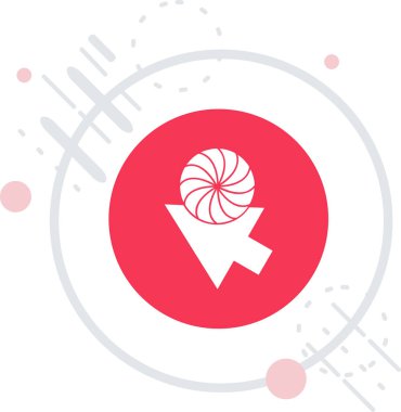 Beyaz çizgi pusula simgesi uzun gölge arkaplanda izole edildi. Rüzgâr yön bulma sembolü. Rüzgar gülü işareti. Kırmızı daire rastgele noktalar. vektör illüstrasyonu