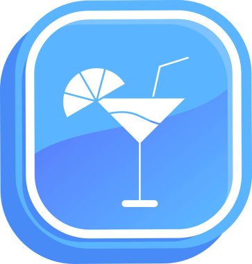 Cktail ikonu. Beyaz arkaplanda modaya uygun düz vektör biçimi