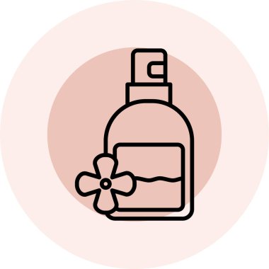 Beyaz arkaplanda çizgi parfüm ikonu izole edildi. Renkli taslak konsepti. Vektör